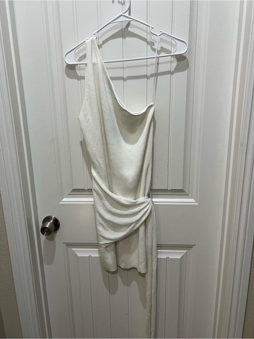 wild fable One-Shoulder White Draped Mini Dress